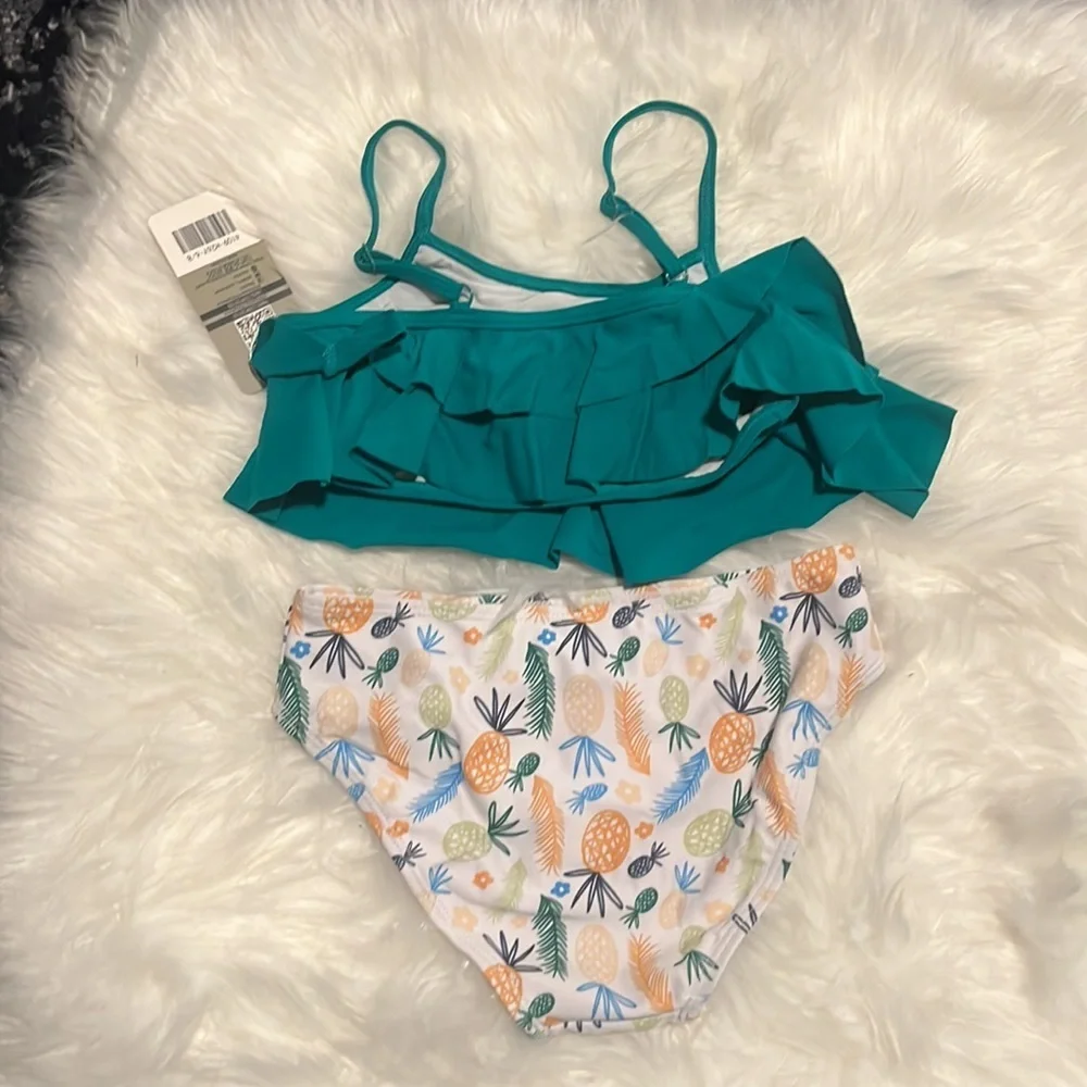 SHEKINI Girls Floral Printing Bathing Suits Ruffle Flounce Two Piece Swimsuits
